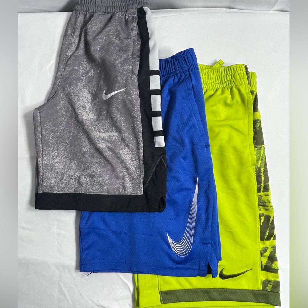 Nike Kids Shorts Trio - Gray, Blue, Neon Yellow